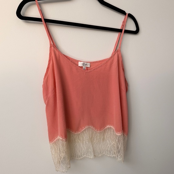 Aritzia Wilfred Silk Lace Crop Tank - Pink - Picture 2 of 4